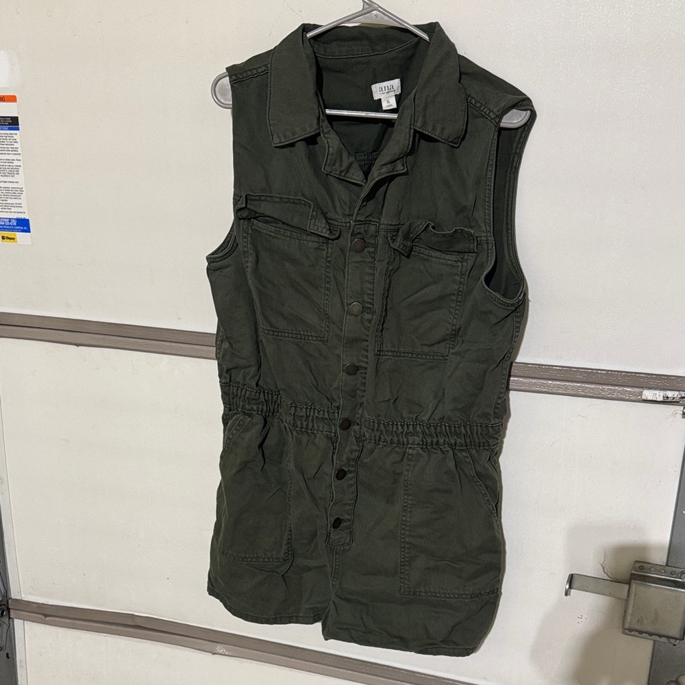 Olive Green Sleeveless Utility Romper